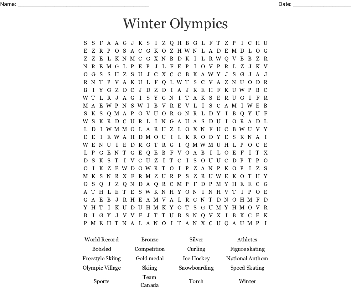 Olympic Games Word Search - Wordmint