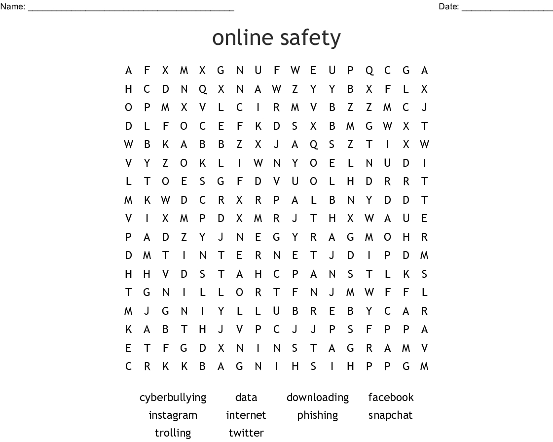 Online Safety Word Search - Wordmint