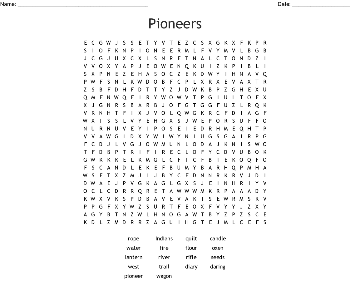 Oregon Trail Word Search - Wordmint