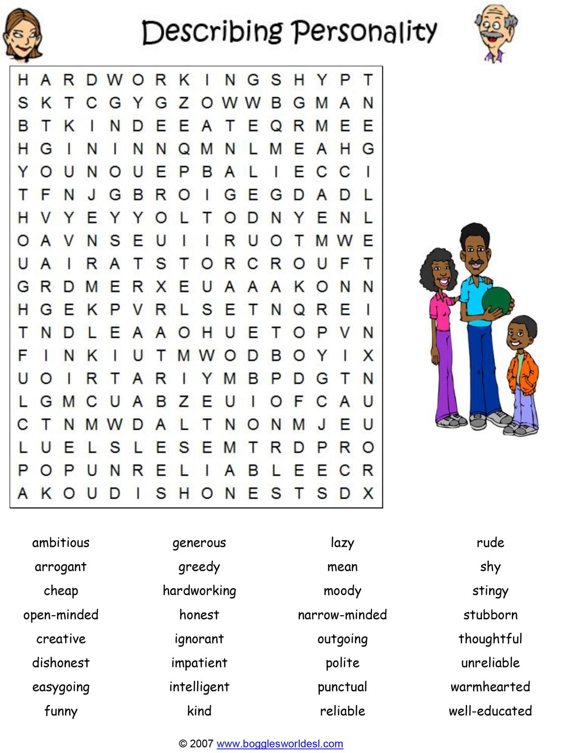 Personality Traits Word Search | Word Search Printable