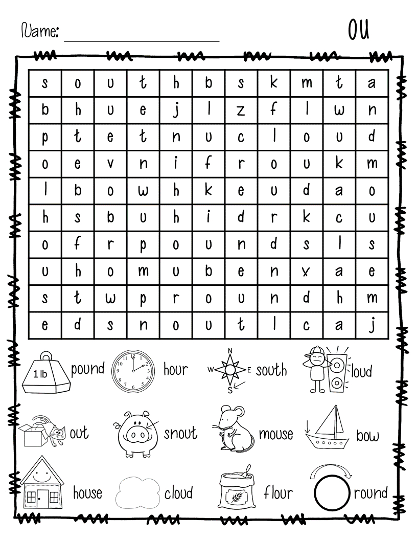 Phonics Activities For Diphthongs Ou And Ow | First Grade