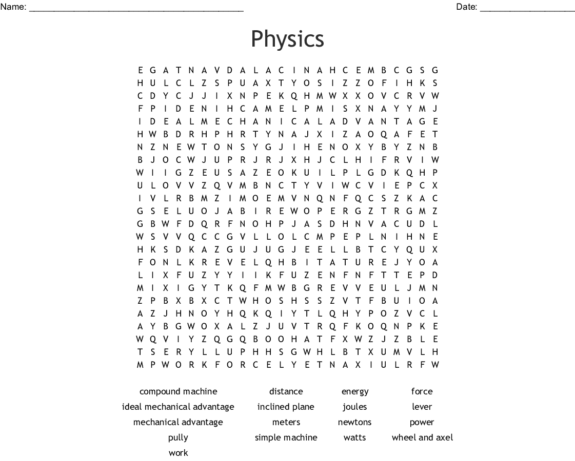 Physics Word Search - Wordmint