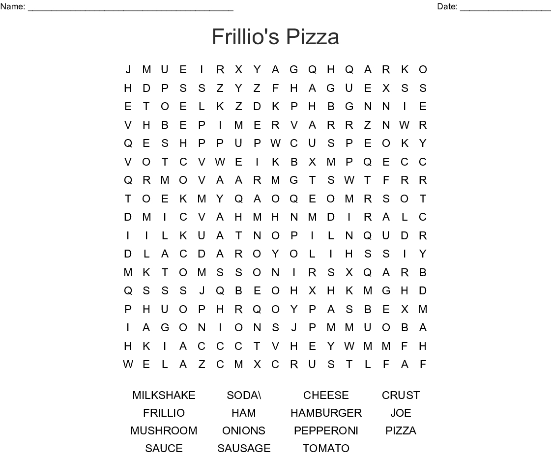 Pizza Toppings Word Search - Wordmint