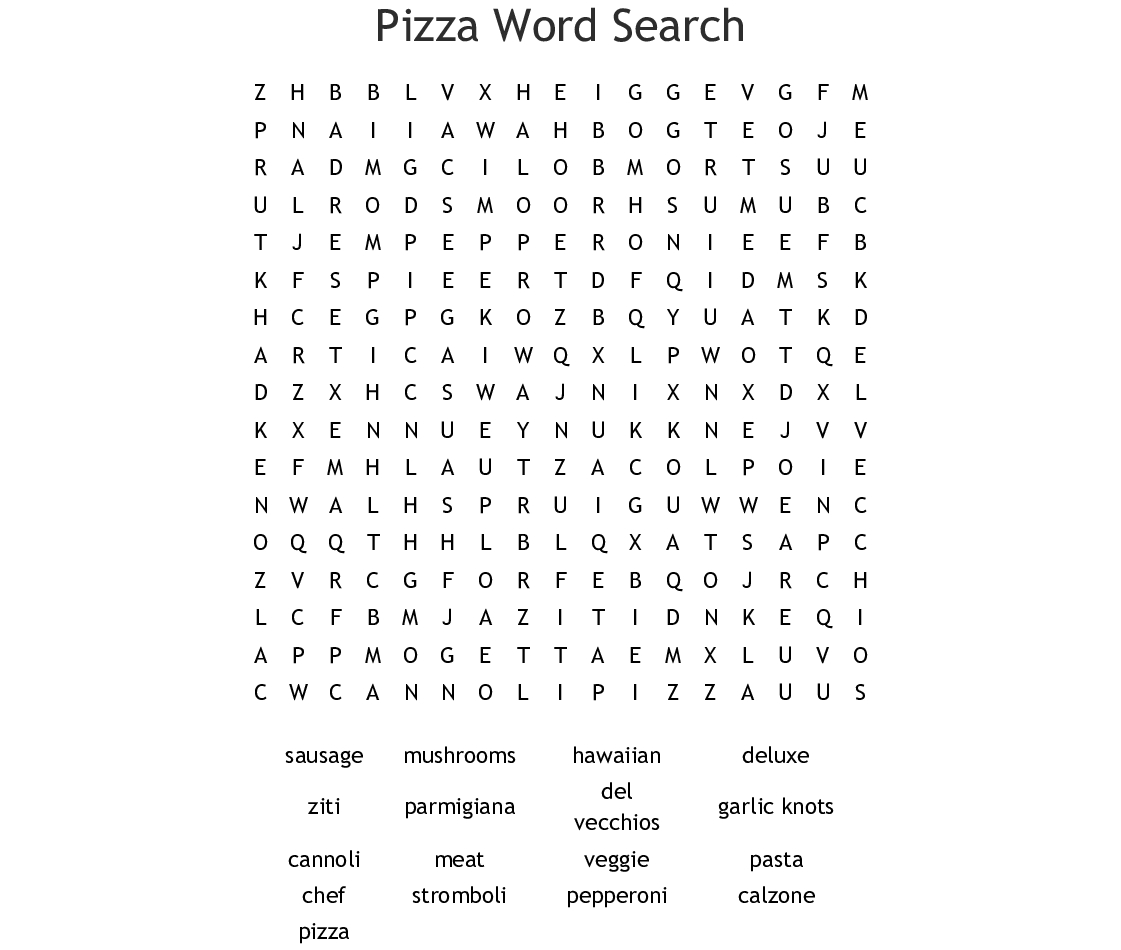 Pizza Word Search - Wordmint