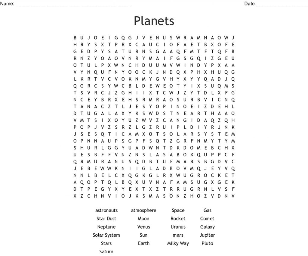 Planets Word Search Wordmint Word Search Printable
