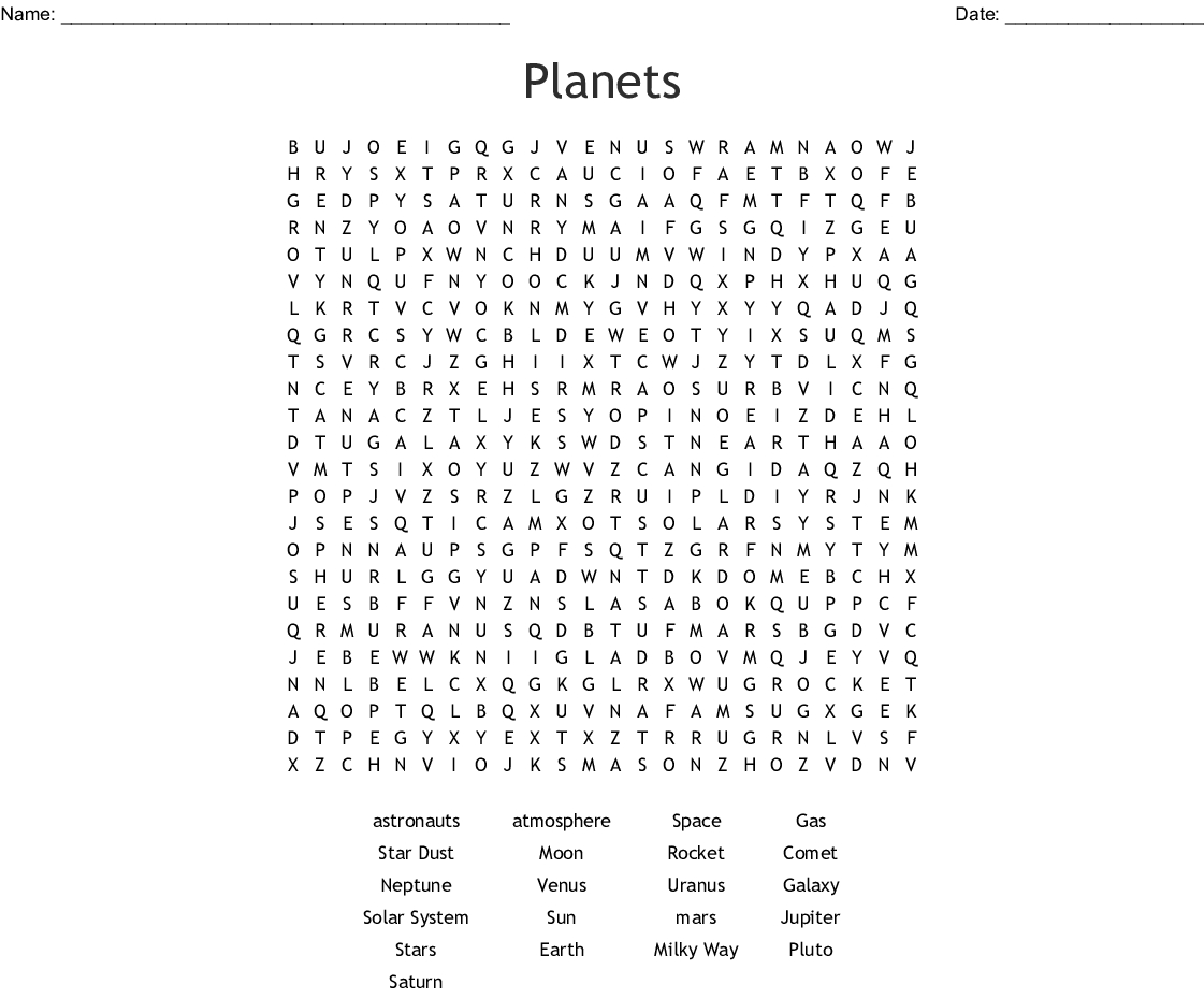 Free Solar System Printables For Kids Space Words, Kids Word Search