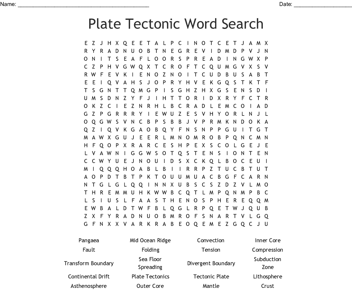 plate tectonics word search printable word search printable