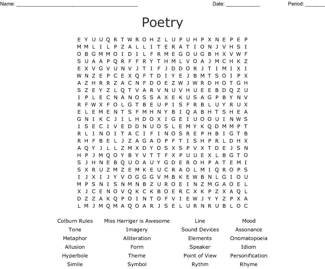 Poetry Word Search - Wordmint
