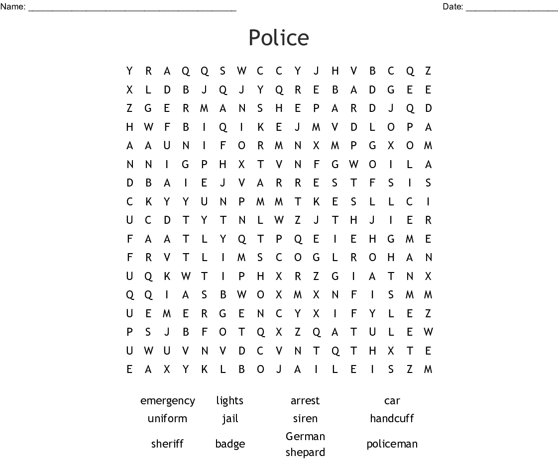 Police Word Search - Wordmint