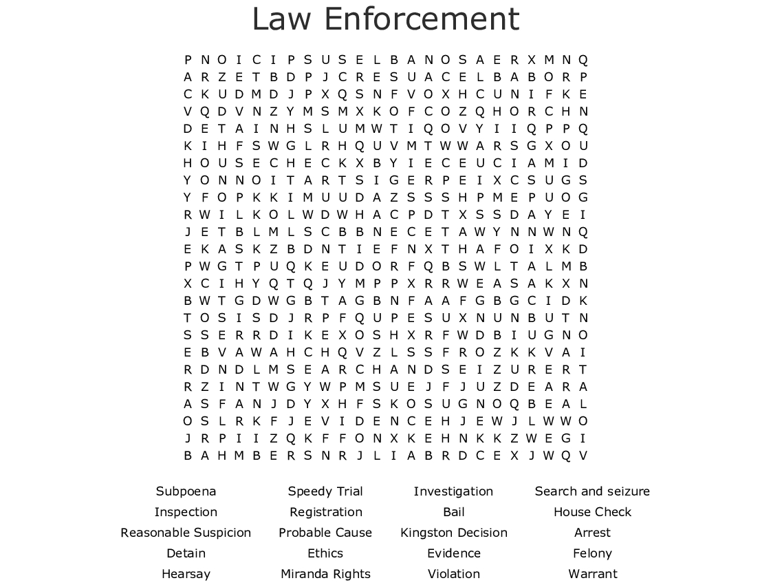 Police Word Search - Wordmint