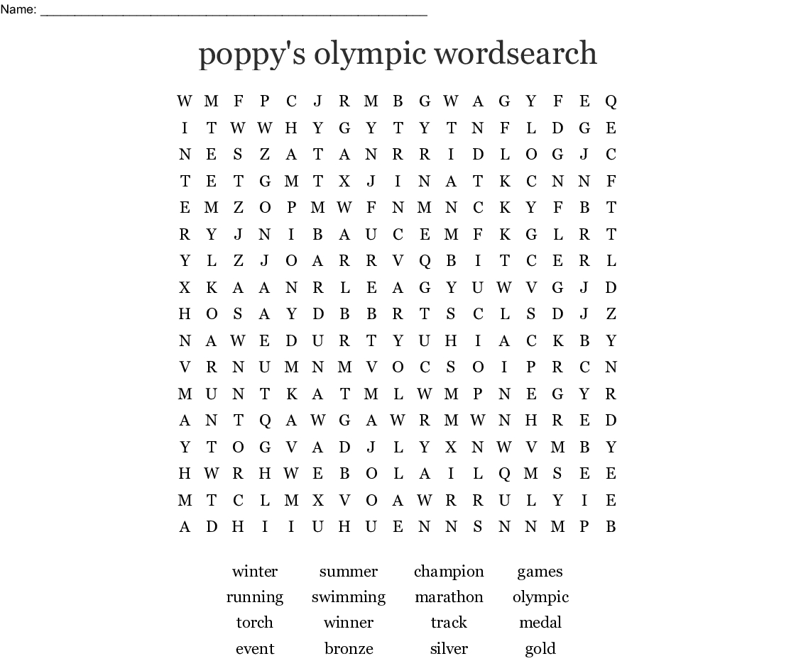 Poppy&amp;#039;s Olympic Wordsearch - Wordmint