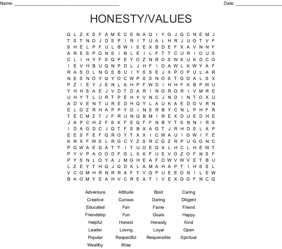 Positive Words Word Search - Wordmint