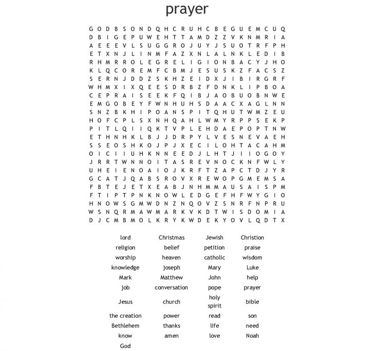 Prayer Word Search Printable