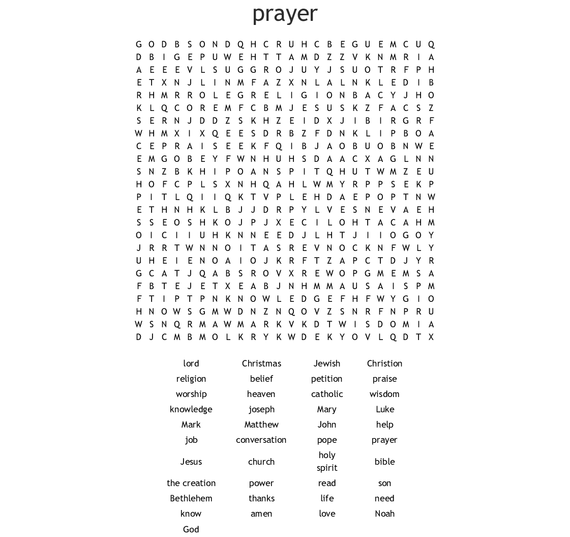 Prayer Word Search - Wordmint