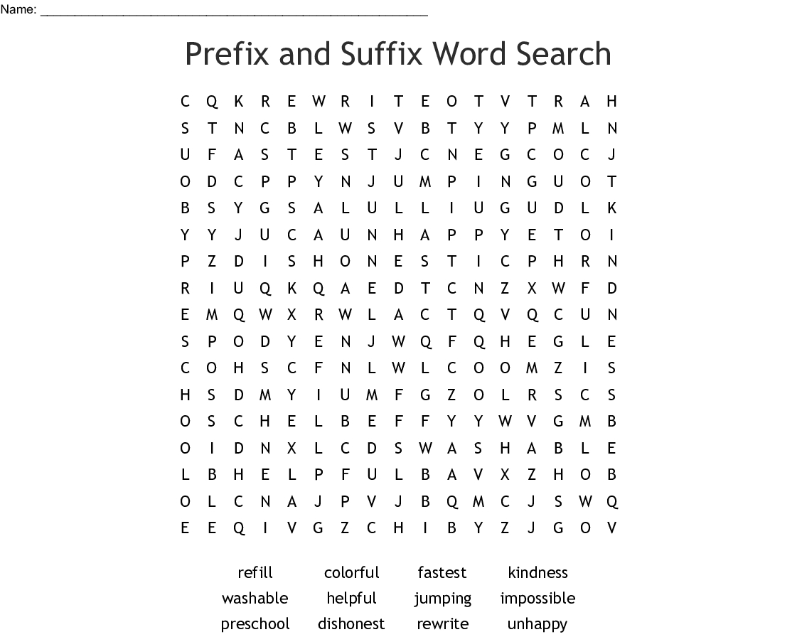 Prefix And Suffix Word Search - Wordmint