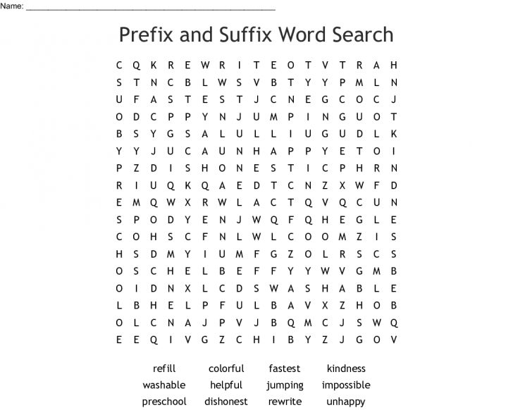 Prefix Word Search Printable