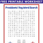 Presidents' Day Word Search Free Printable Worksheet