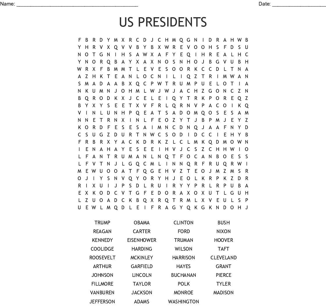 presidents wordsearch english esl worksheets for distance word