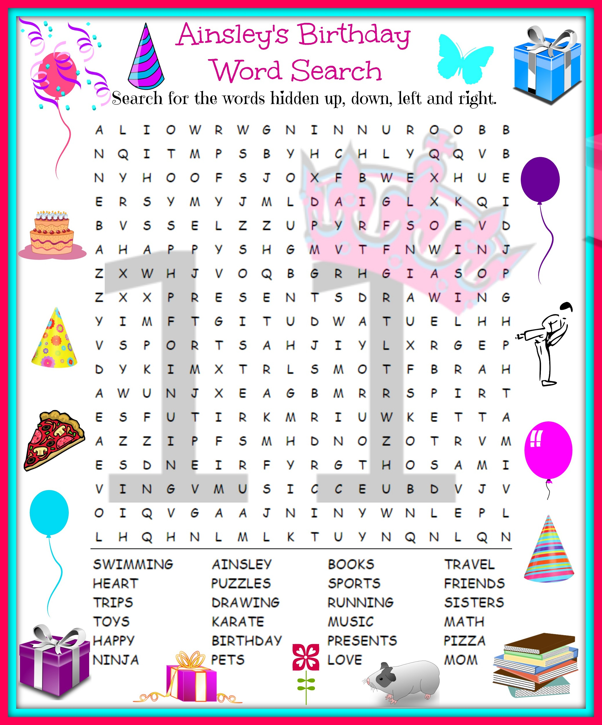 Printable Birthday Word Search | Activity Shelter