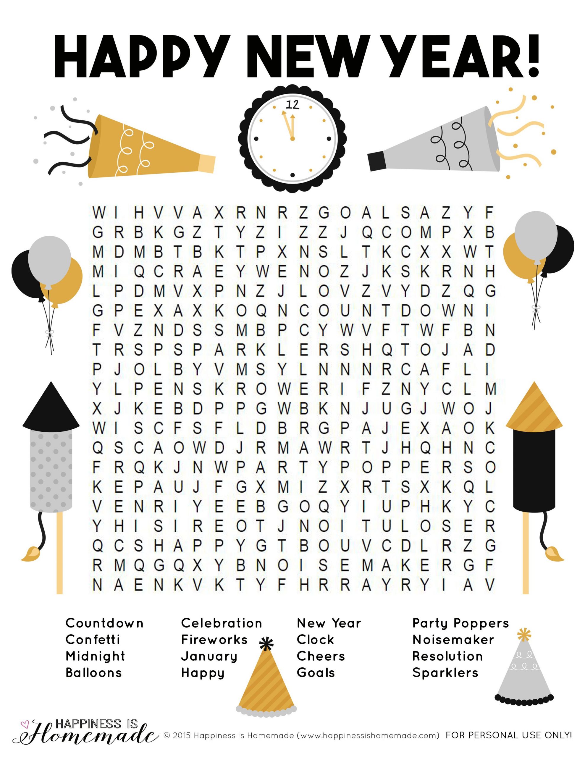 Free Printable New Year #39 s Eve Word Search Word Search Printable