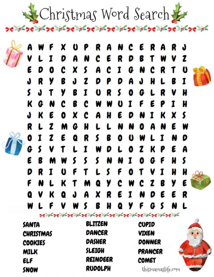 Christmas Printable Word Searches For Adults