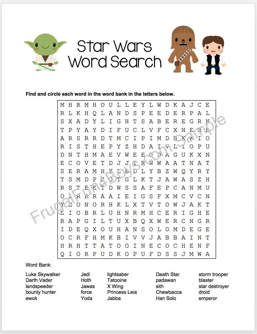 Printable Star Wars Word Search - Frugal Fun For Boys And Girls