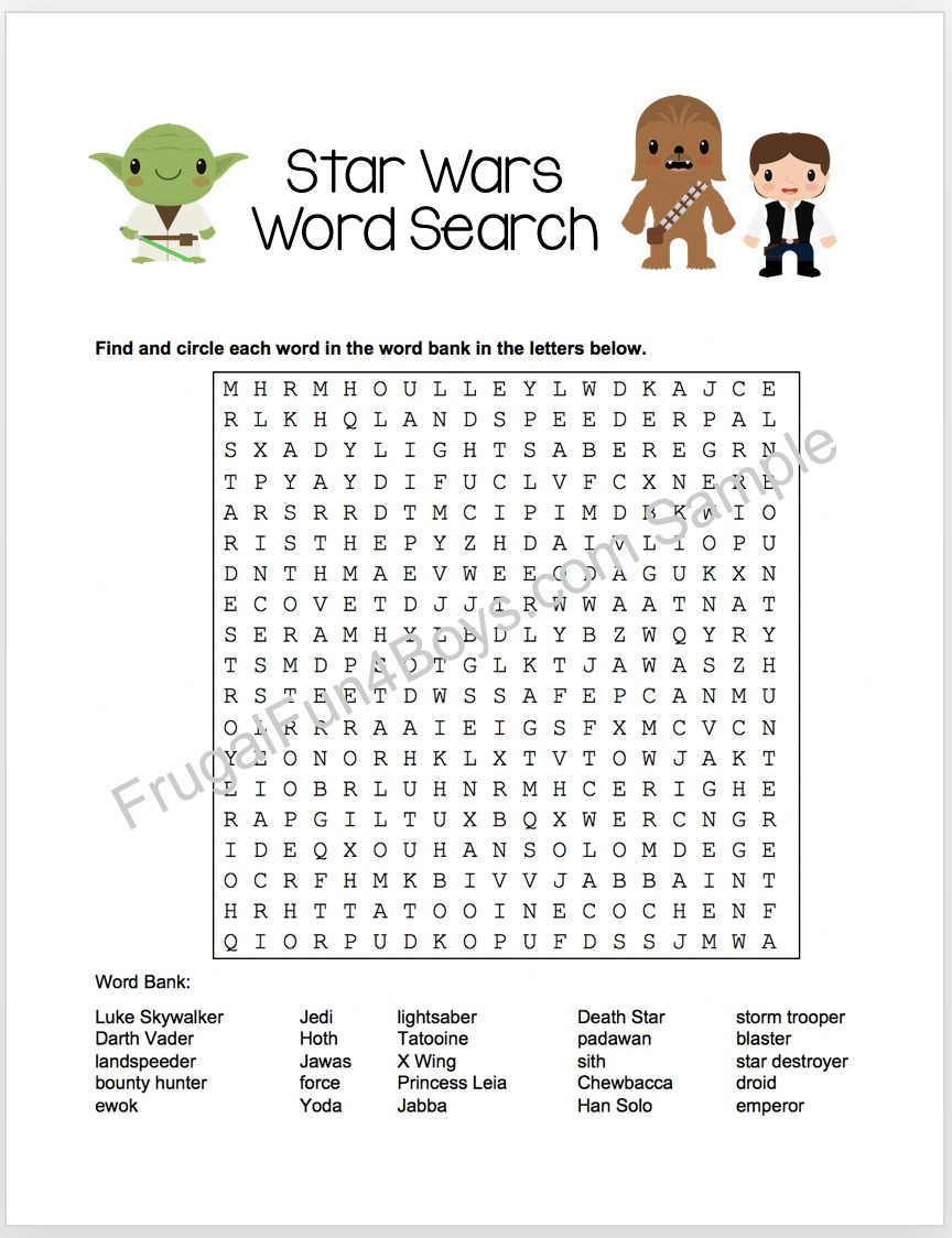 Star Wars Printable Word Search Puzzle Star Wars Classroom Word