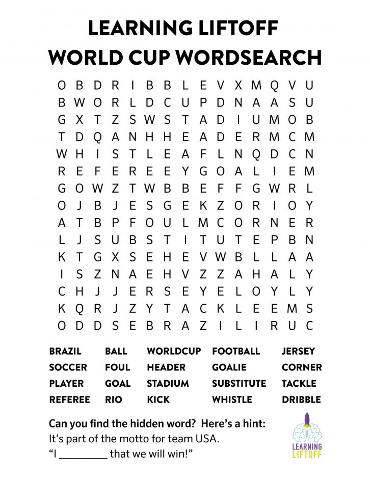 World Cup Word Search Printable
