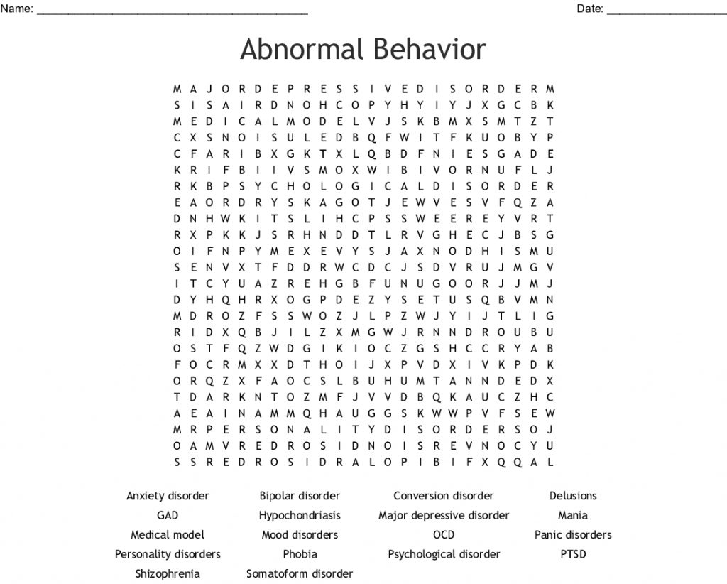 Psychology Word Search Wordmint Word Search Printable