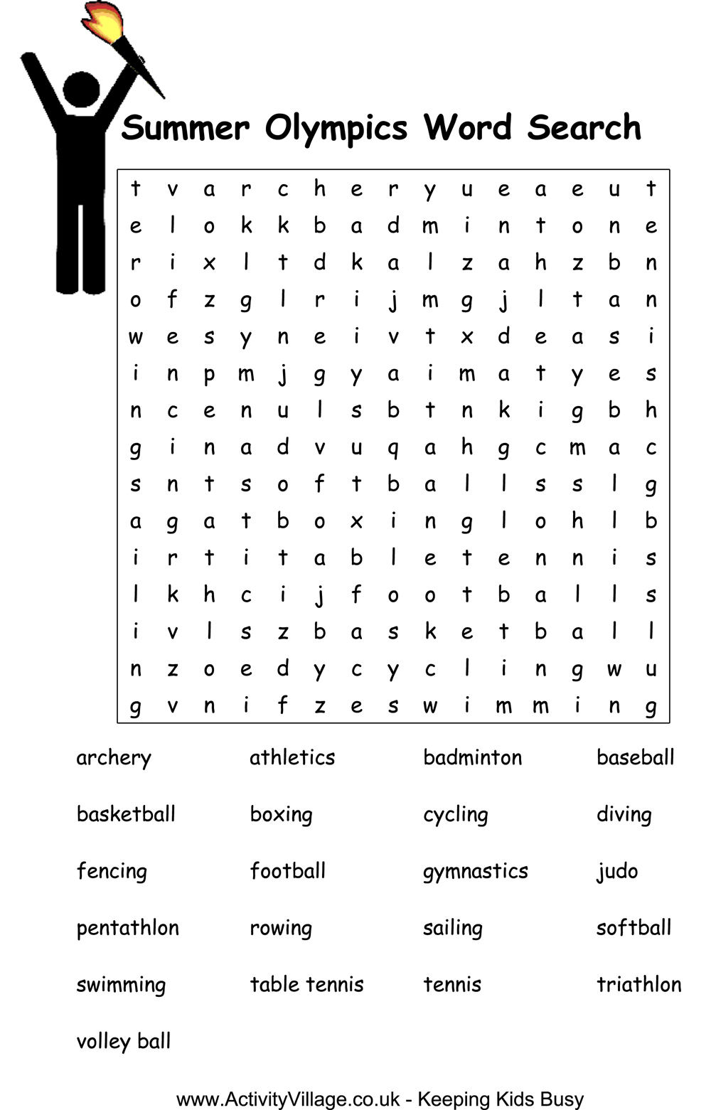 Puawai Room 17: Olympic Games Word Search