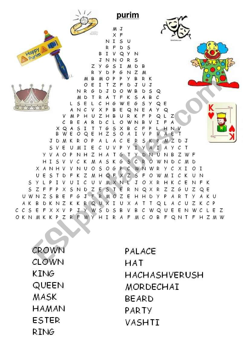 Purim Word Search - Esl Worksheetadva