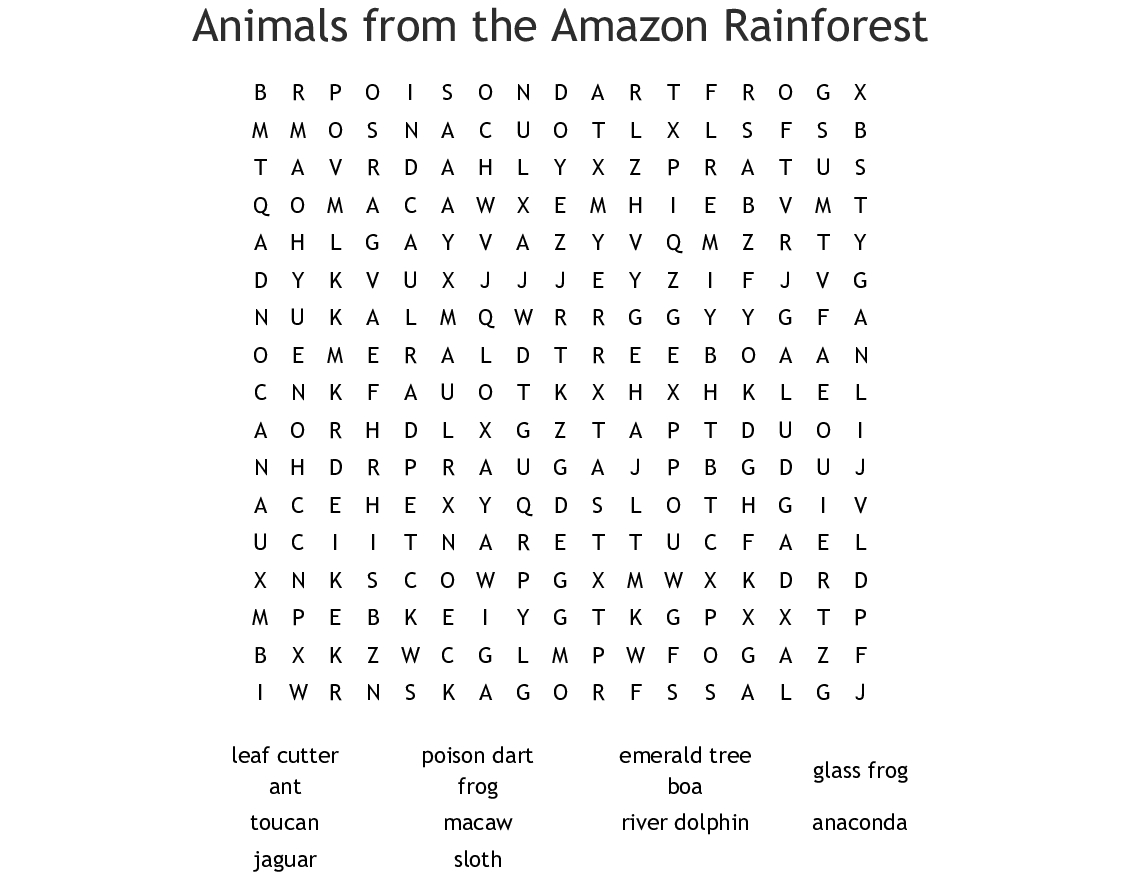 tropical rainforest biome word search wordmint word search printable