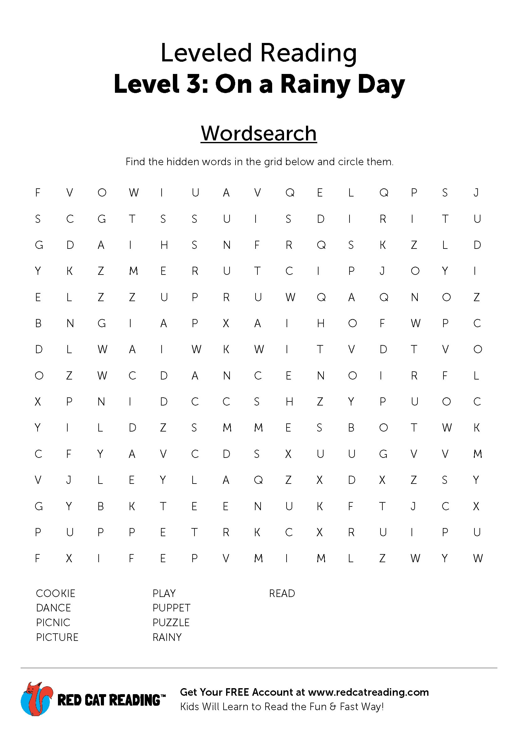Rainy Day Word Search Printable Word Search Printable