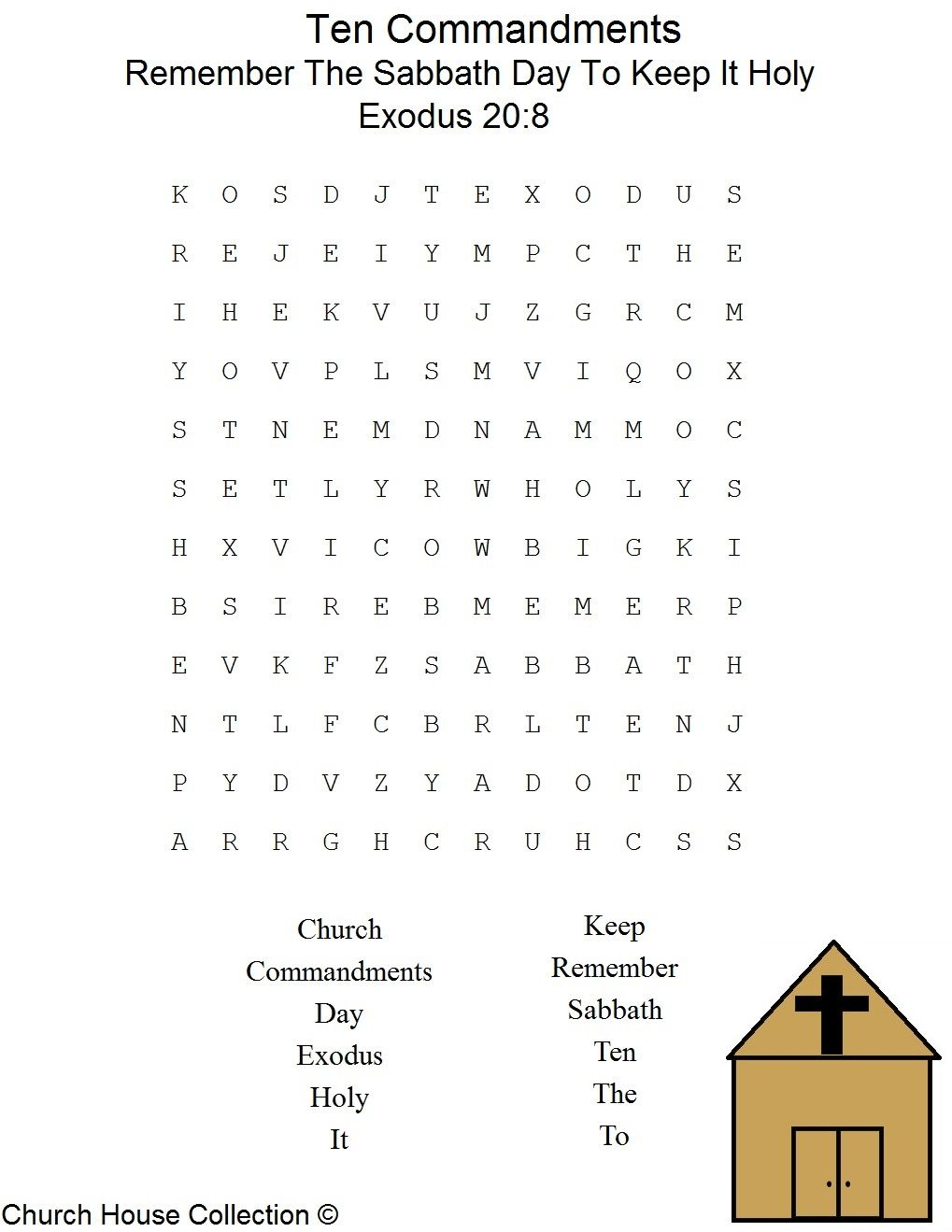 Remember The Sabbath Day To Keep It Holy Word Search Puzzle