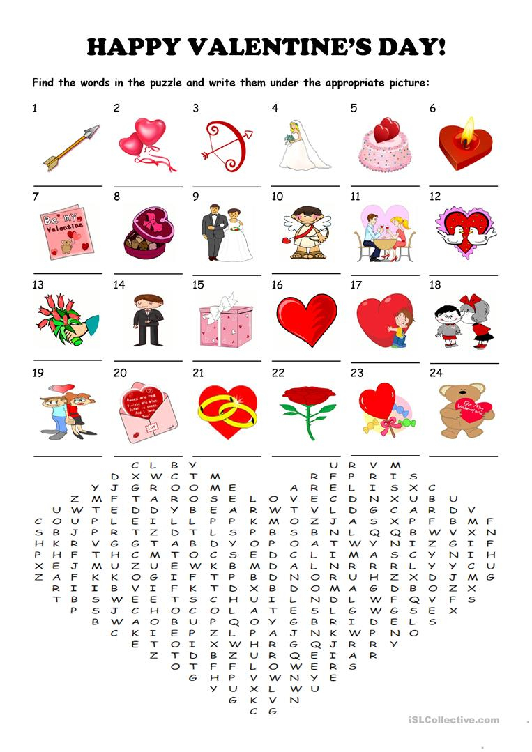 Saint Valentine&amp;#039;s Day - Word Search Puzzle - English Esl
