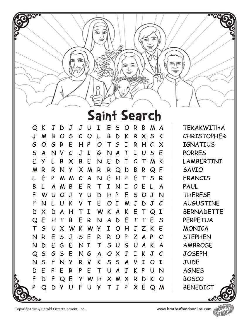 Saints Word Search - Catholicbrain