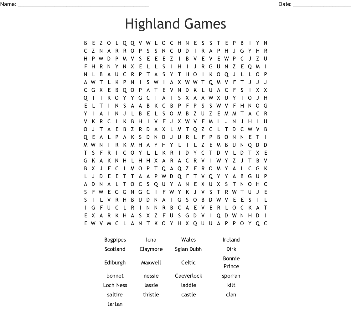 Scotland Word Search - Wordmint