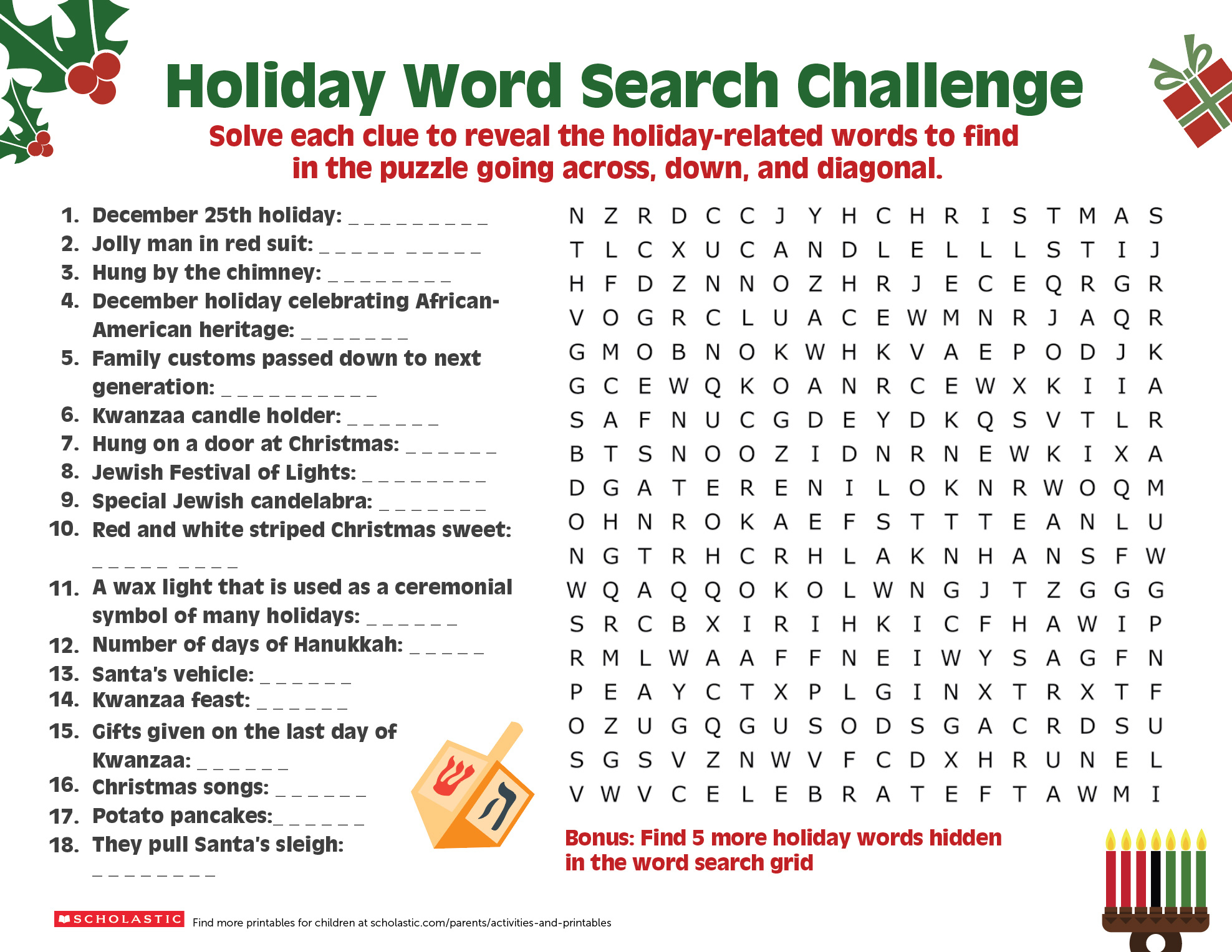 Share A Holiday Word Search-Puzzle With Your Older Child