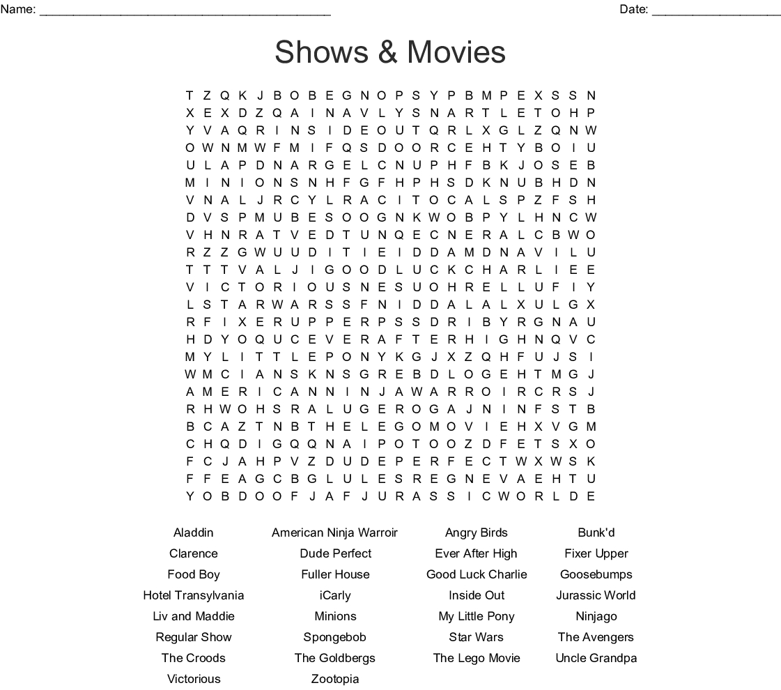 Free Printable Television Shows Word Search Puzzles Puzzles To Play ...