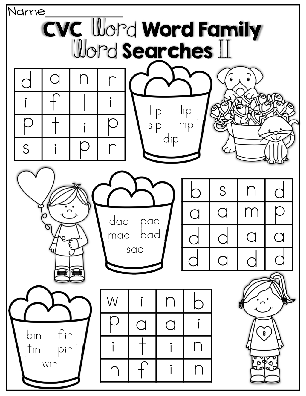 cvc word search for literacy plus free sampler the pinay word