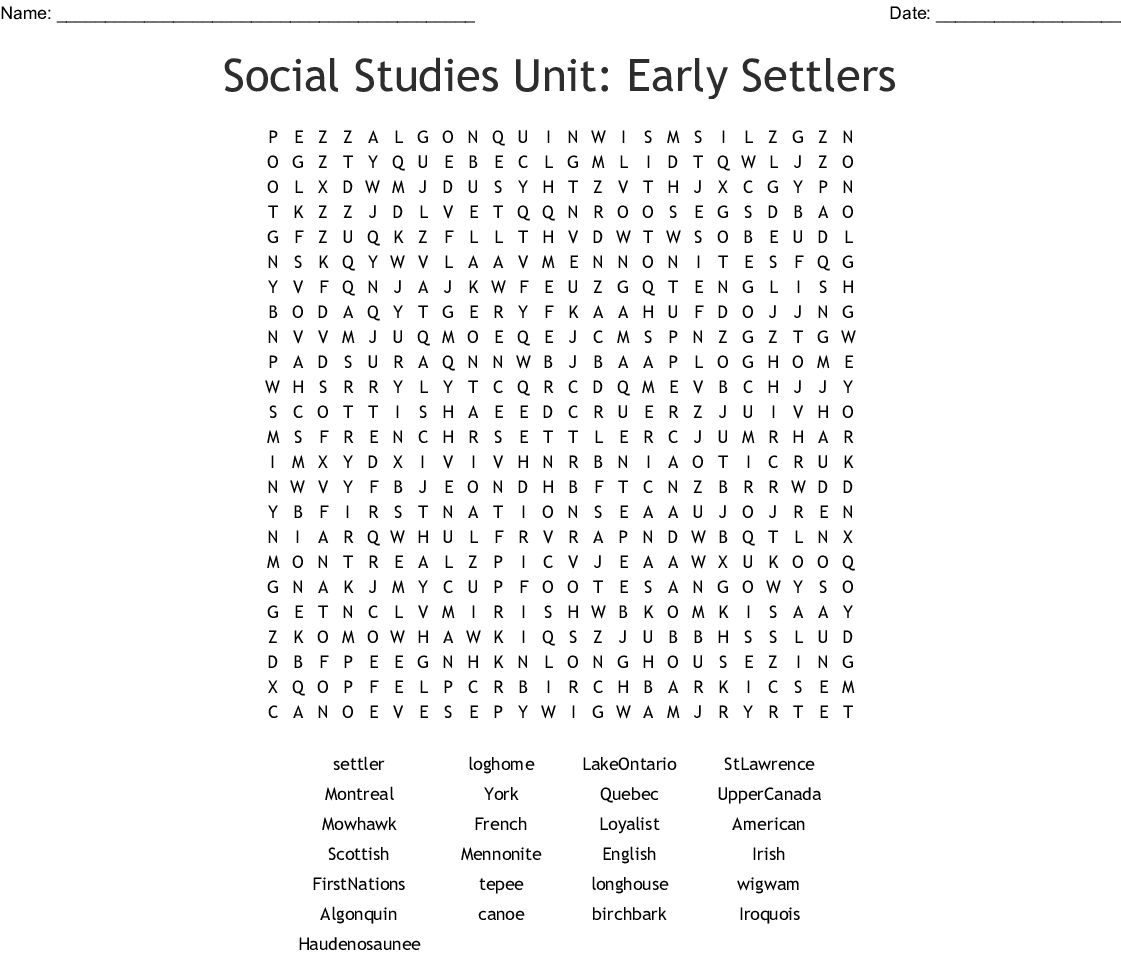 Free Printable Social Studies Word Search