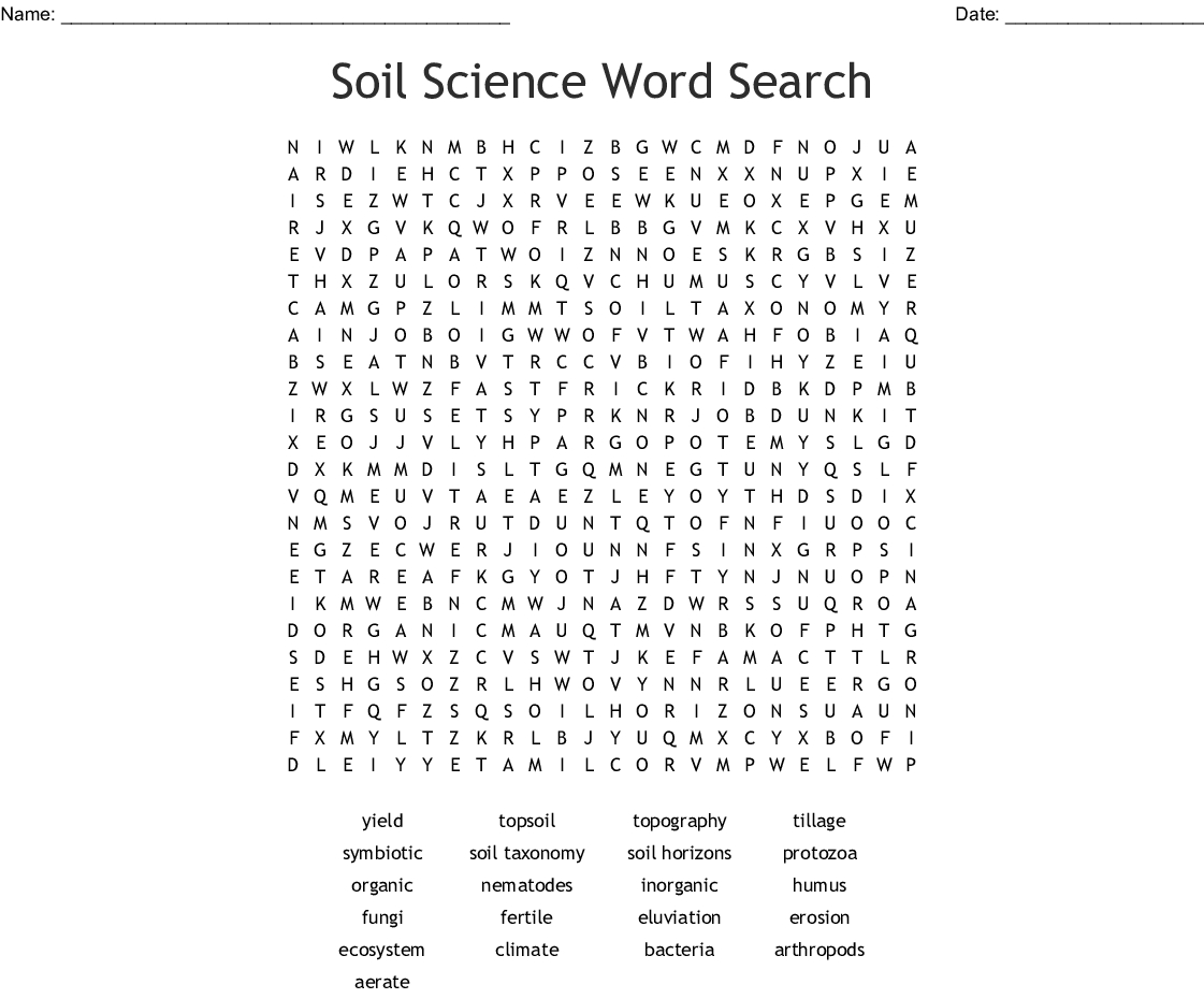 Soil Science Word Search - Wordmint