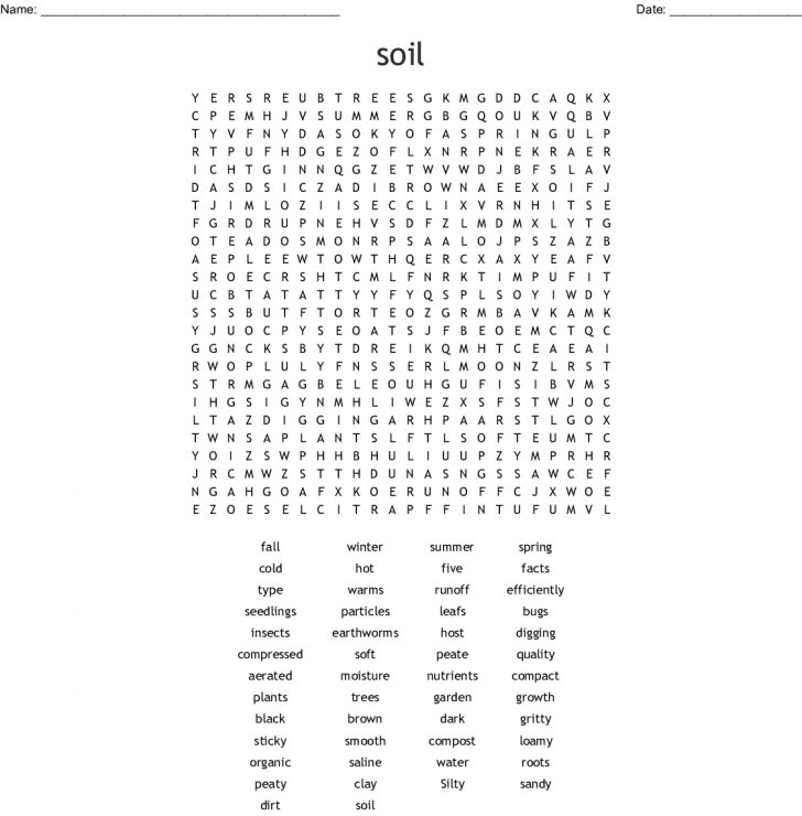 Soil Word Search Printable