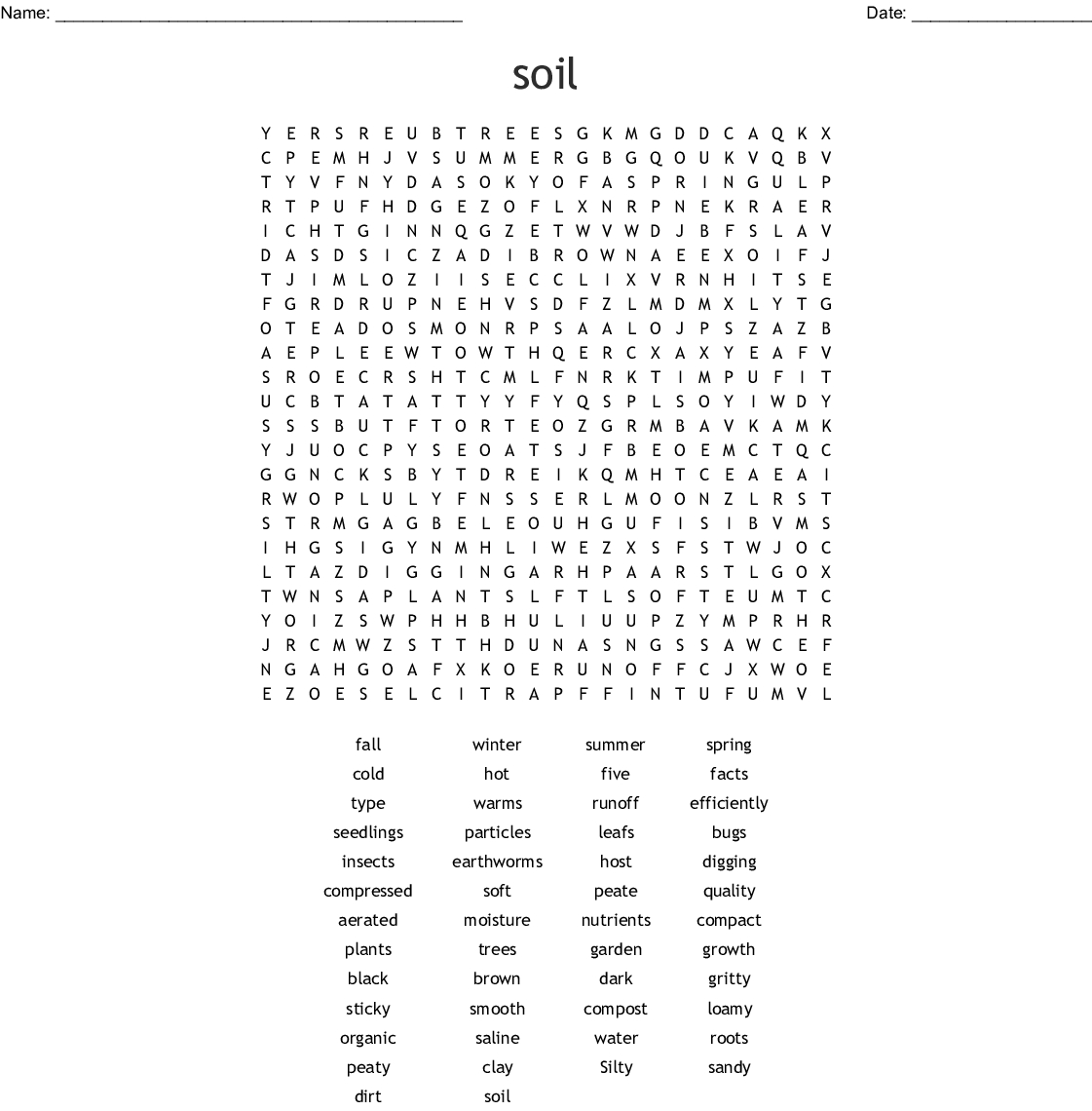 Soil Word Search - Wordmint