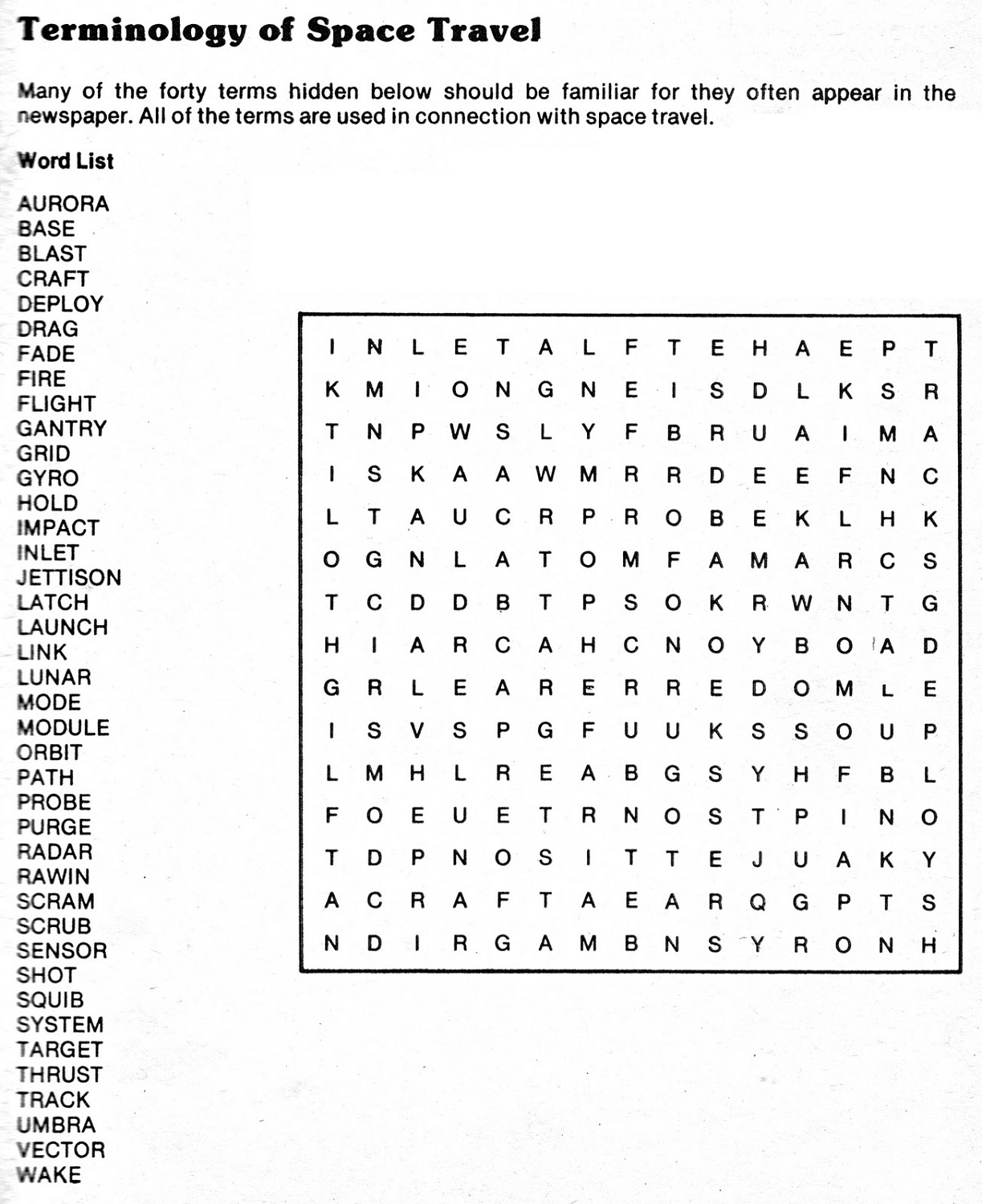 Space Word Search Printable | Activity Shelter