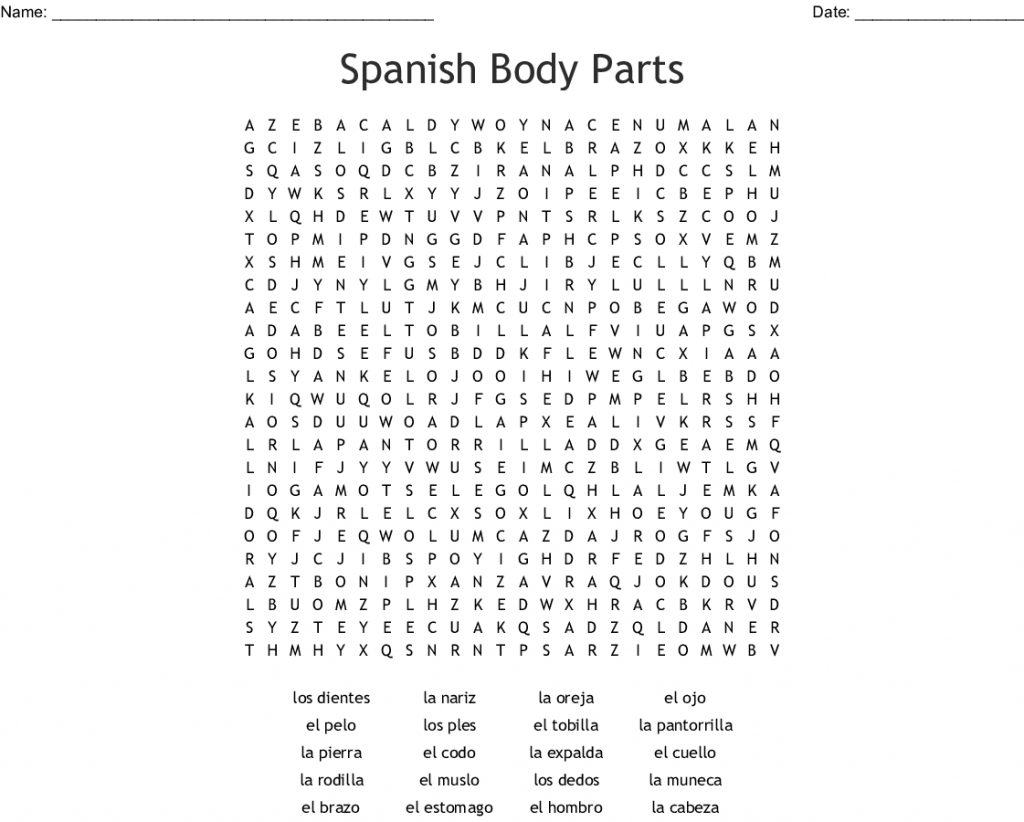 Spanish Crossword Worksheet | Printable Worksheets And | Word Search ...