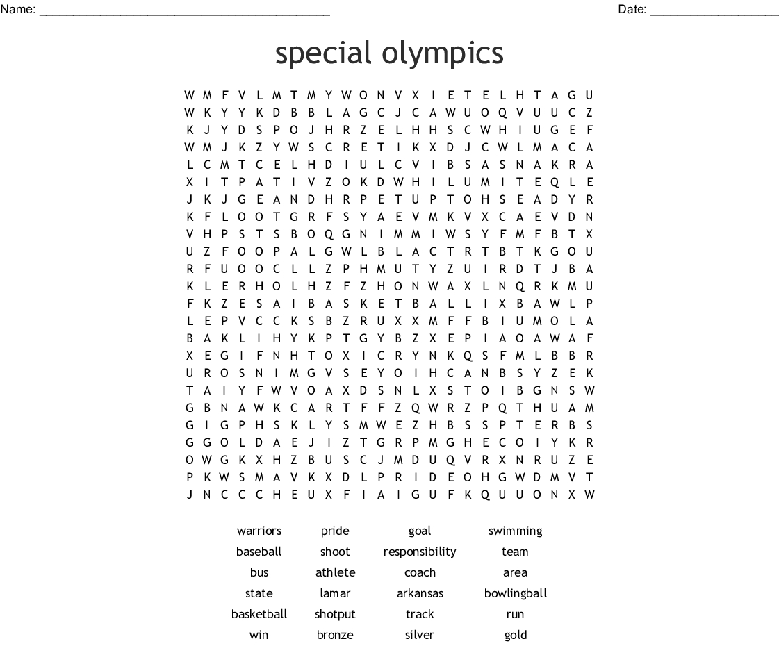 Special Olympics Word Search - Wordmint