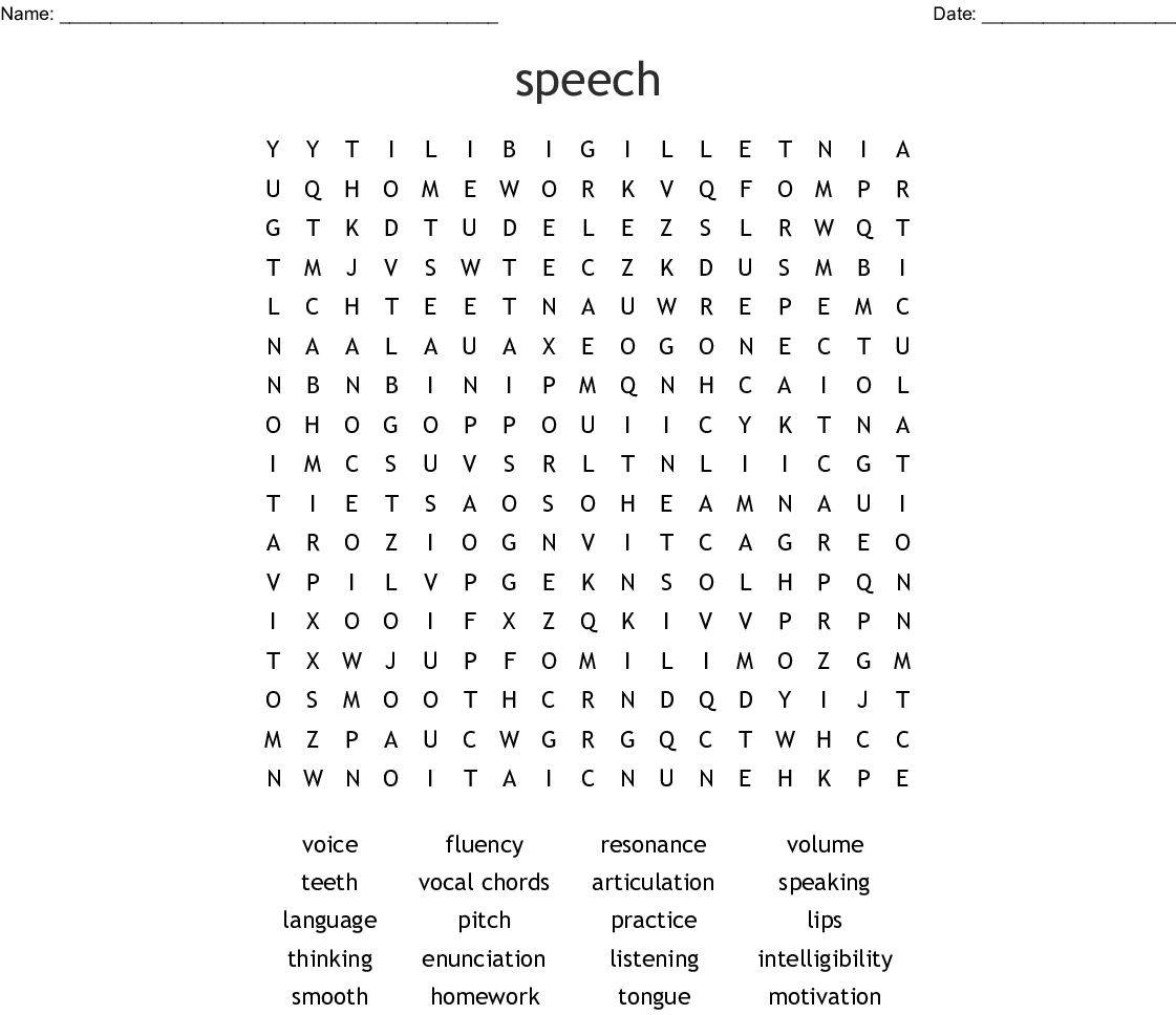 Speech Word Search - Wordmint