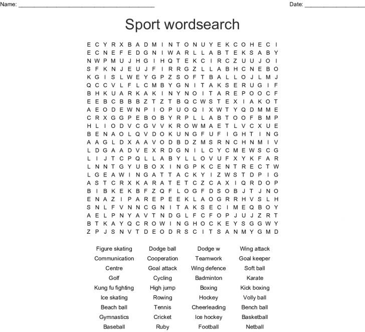 Free Sports Word Search Puzzles Printable Pdf