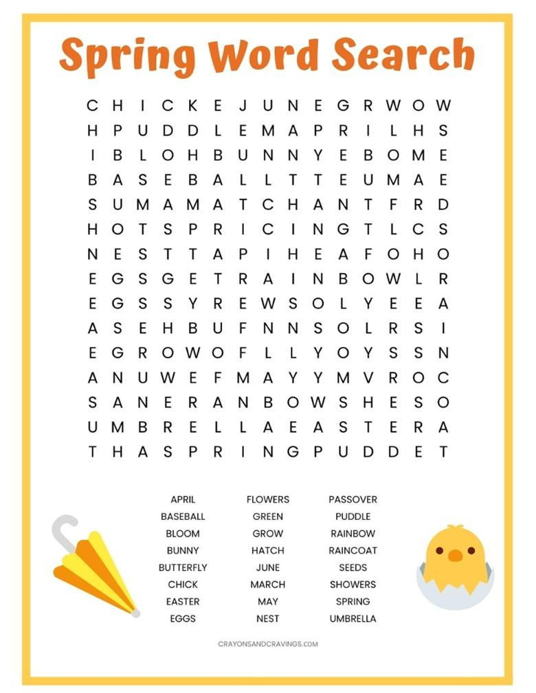 Spring Word Search Printable | Spring Words, Spring Word